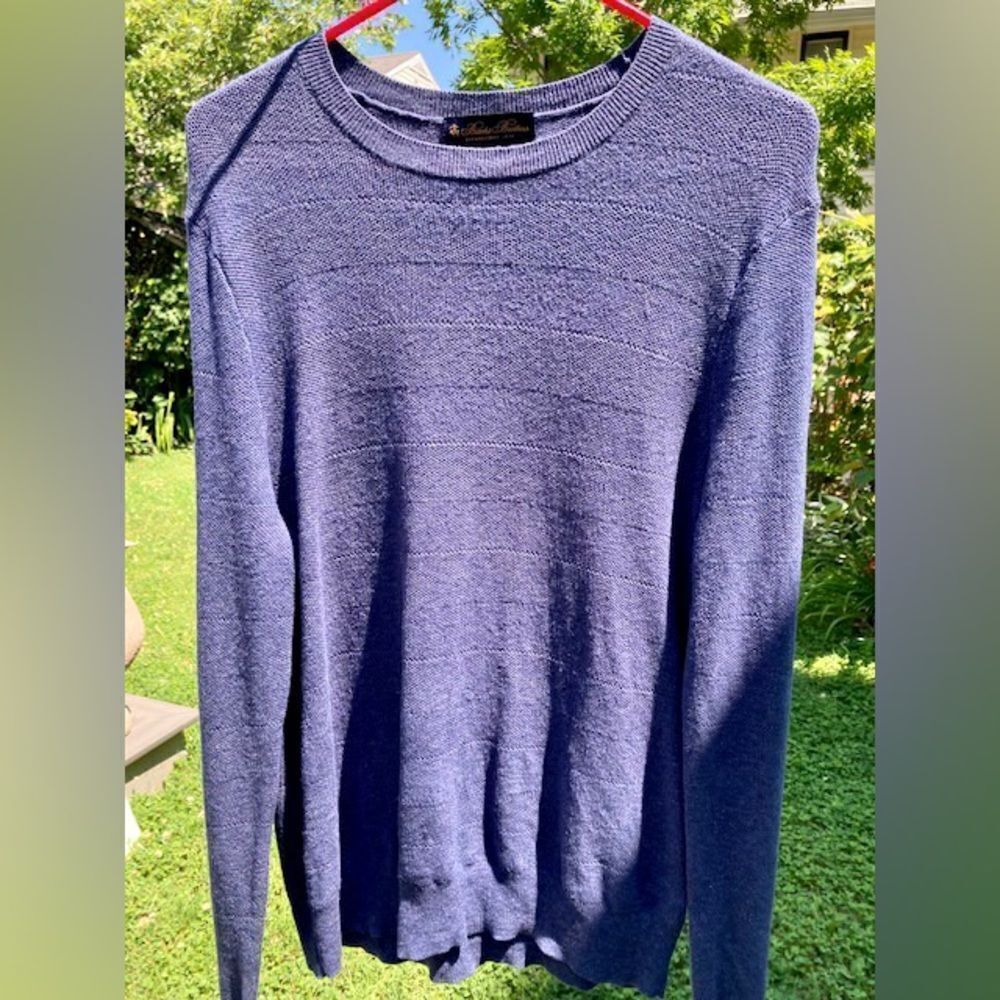 Men’s Stylish Brooks Brothers 1818 Blue Sweater Size M 100% Cotton
